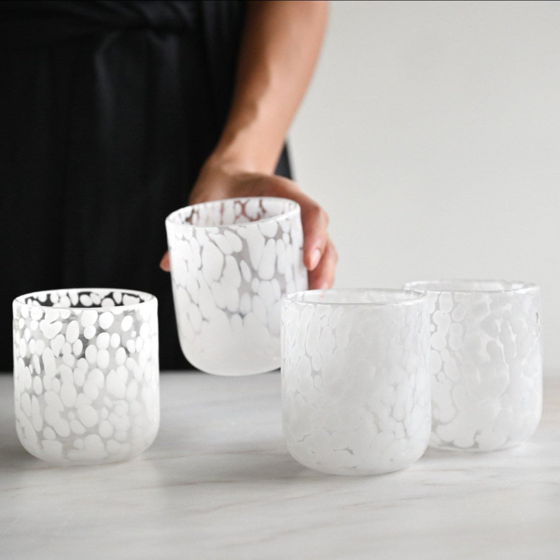 White Samara Tumbler Glass (Set of 4)