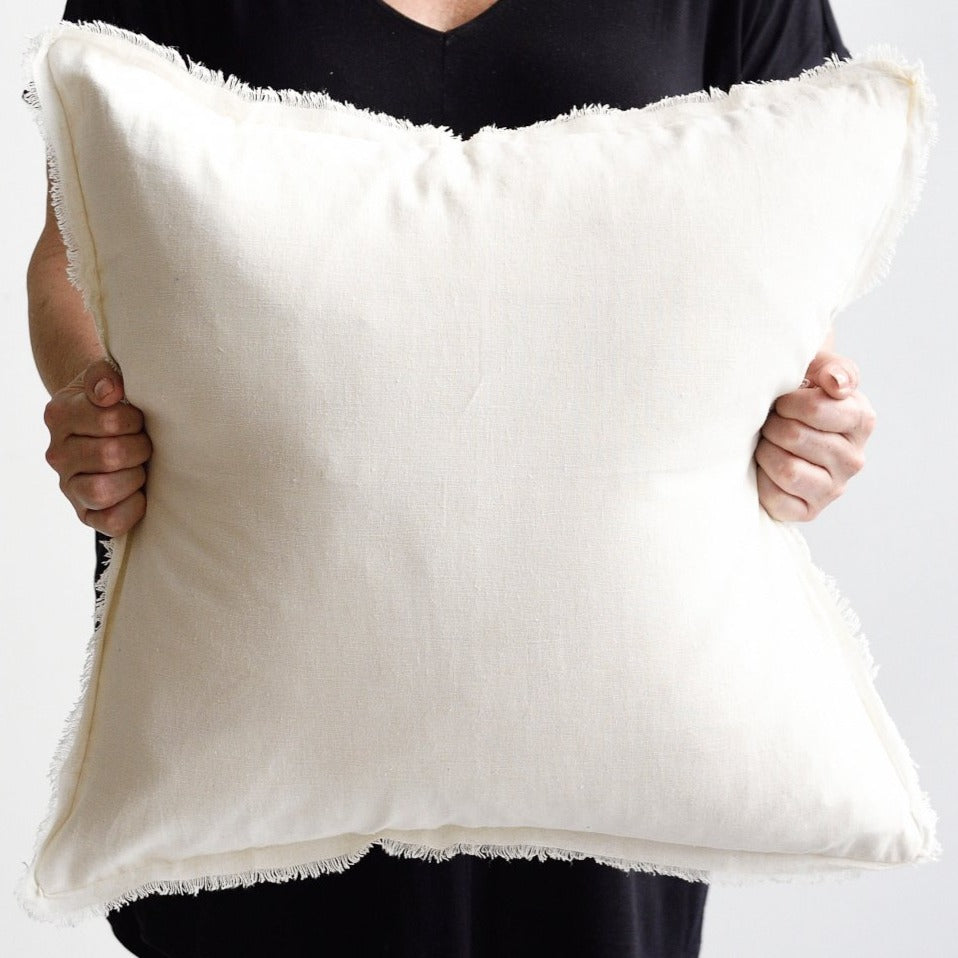 White Freya Linen Cushion - Square