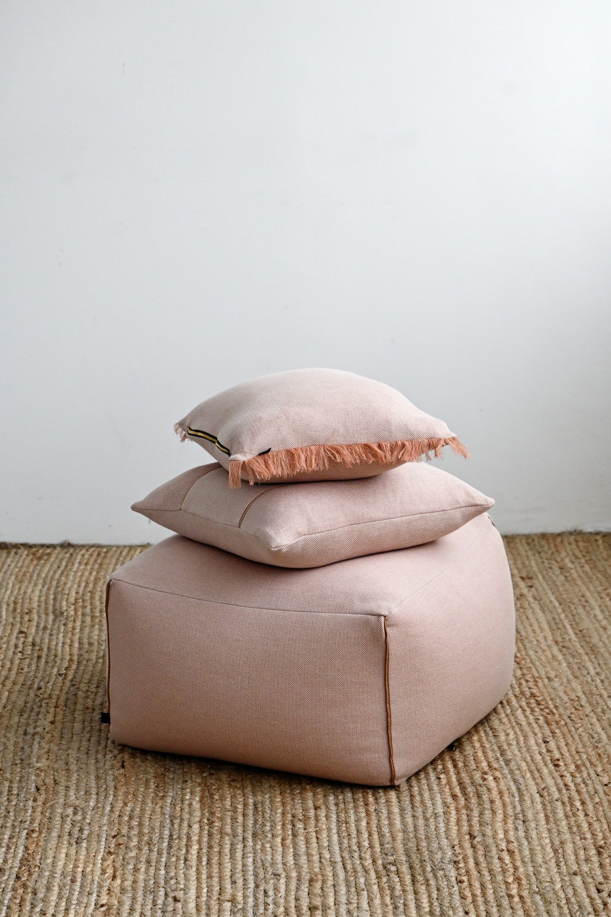 Blush Atlas Fringed Lumbar Cushion - 40cm x 50cm