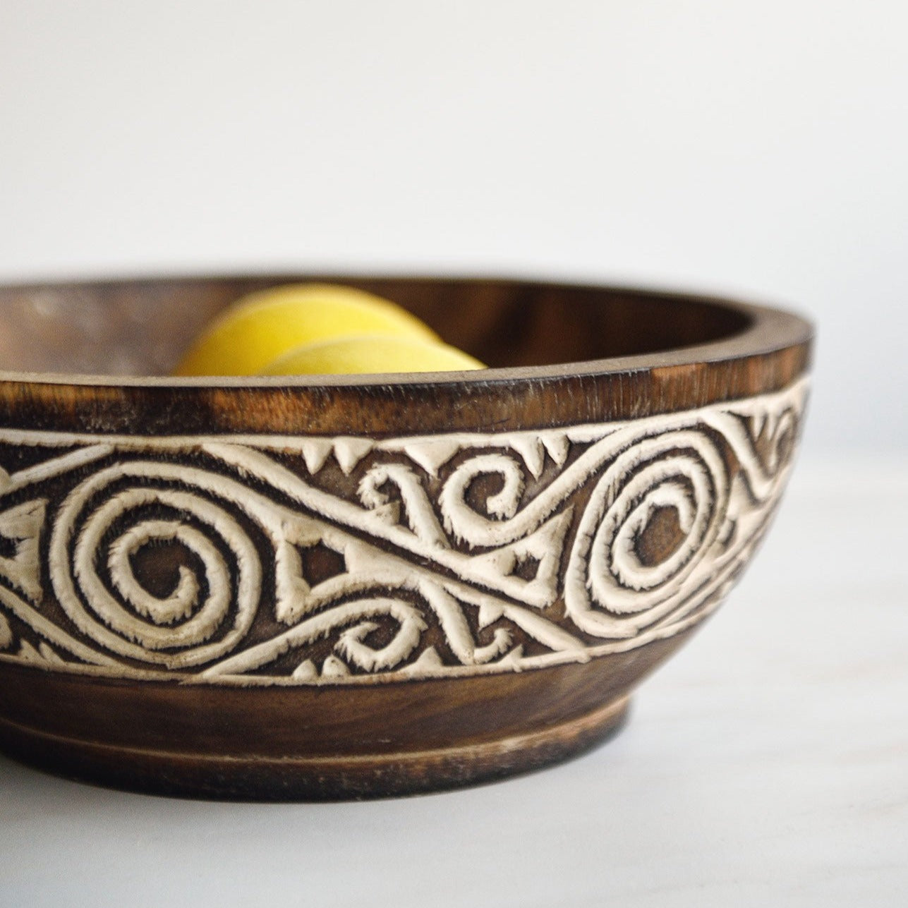 Hand Carved Tribal Display Bowl - 25 cm