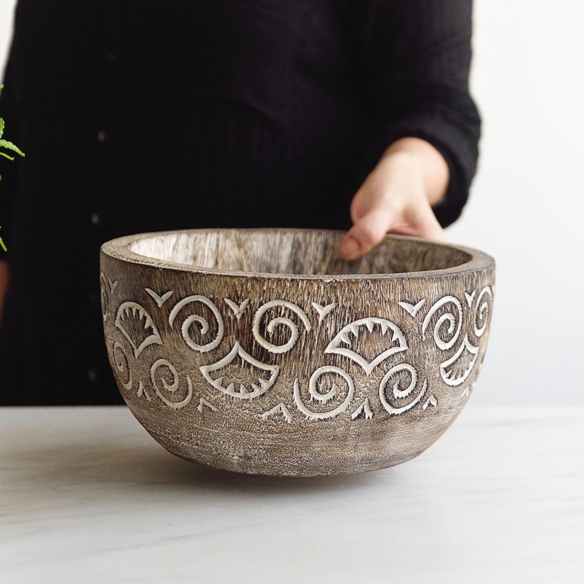 Hand Carved Tribal Display Bowl - 30cm