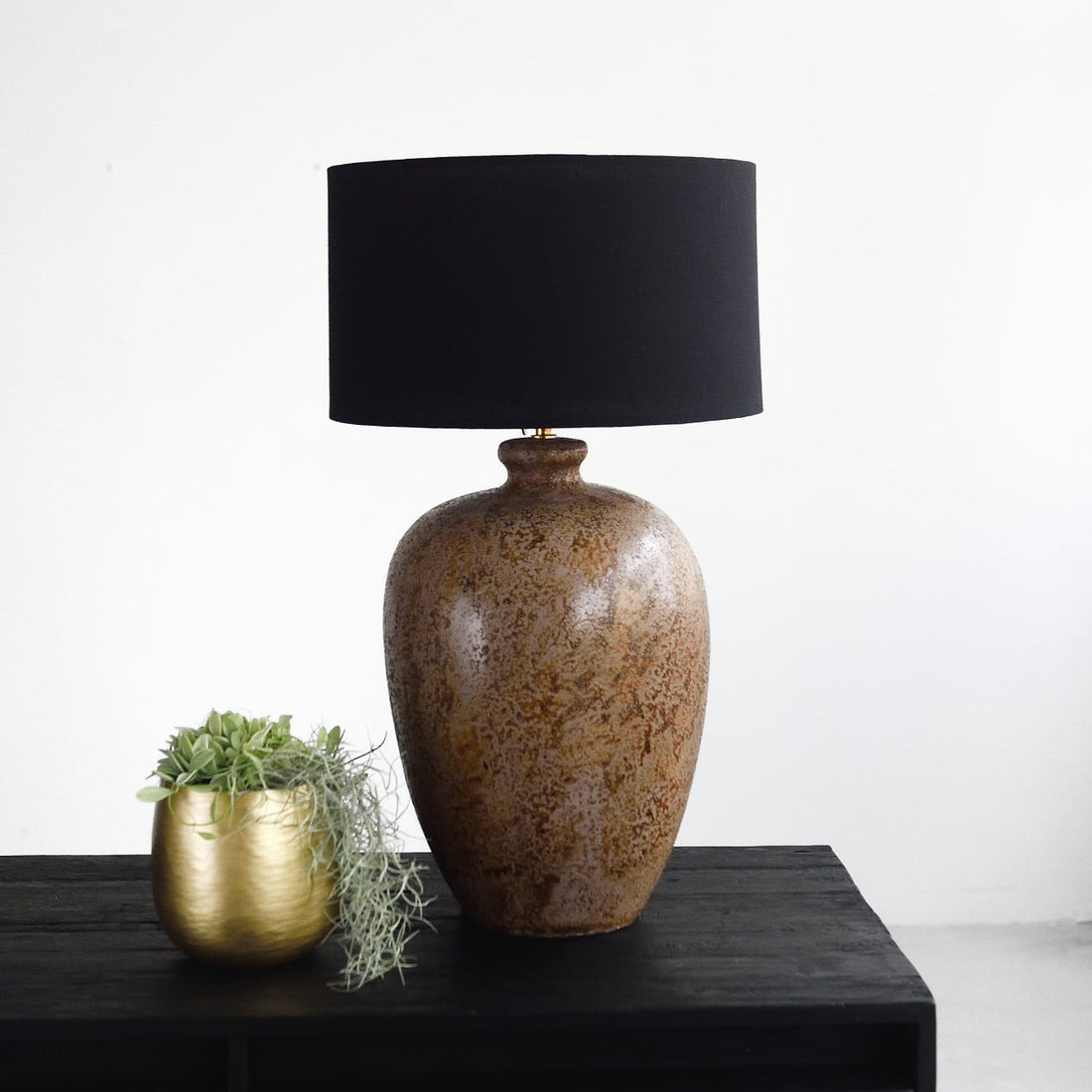 Stone Table Lamp - Burnt Brown