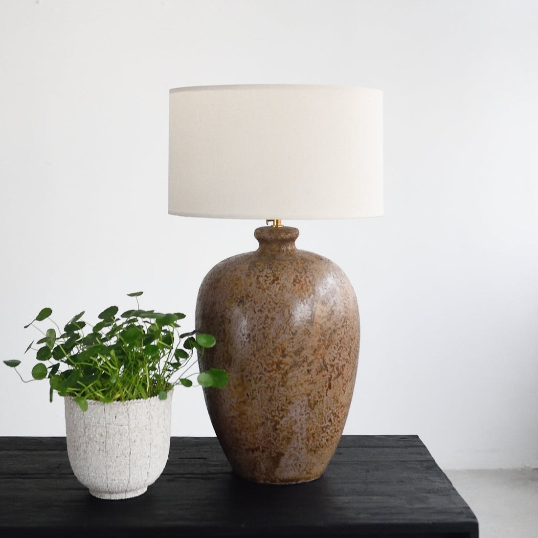 Stone Table Lamp - Burnt Brown