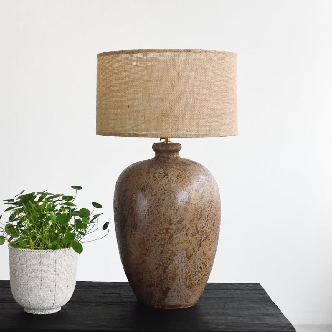 Stone Table Lamp - Burnt Brown