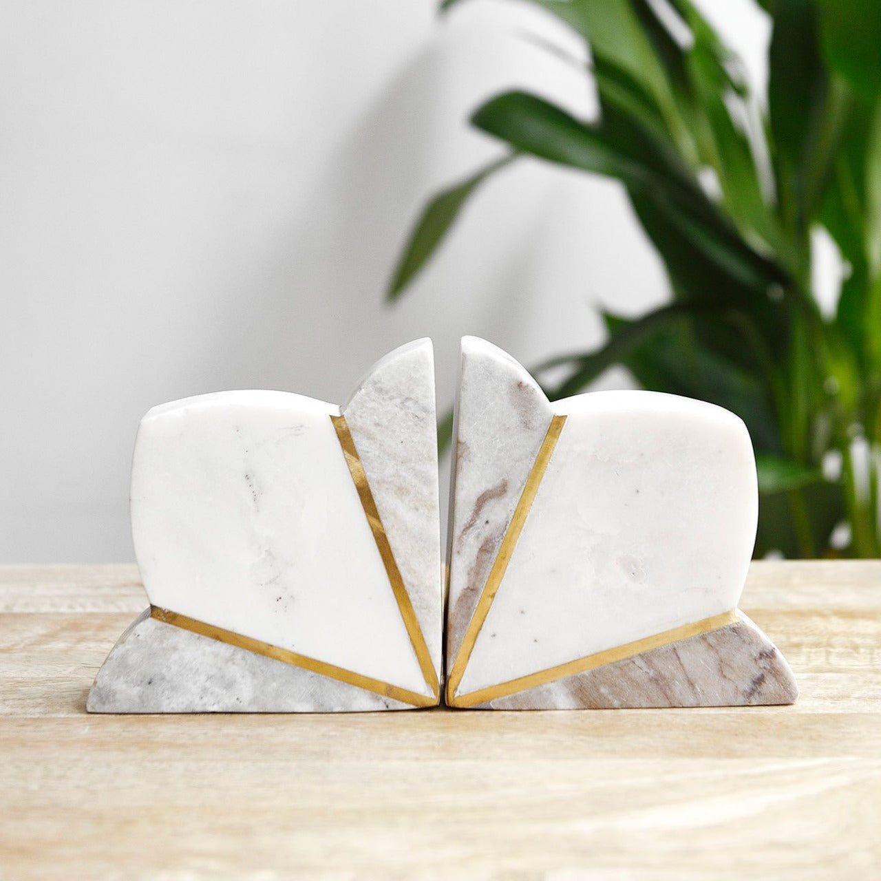 Floral Marble Bookends (Set of 2)