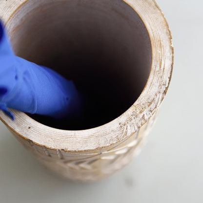 Hand Carved Wooden Tribal Pot