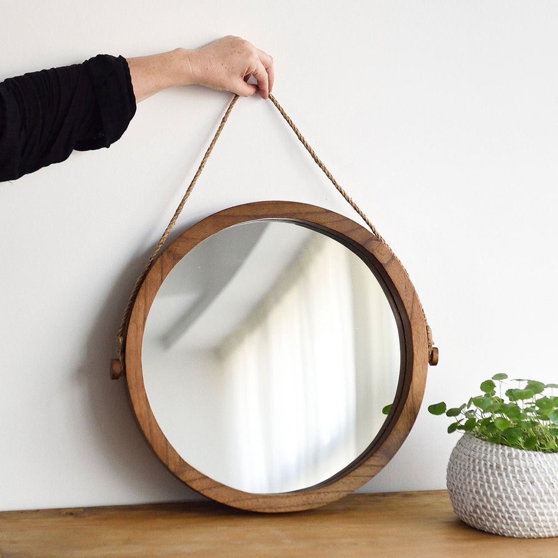 Hanging Wood Mirror