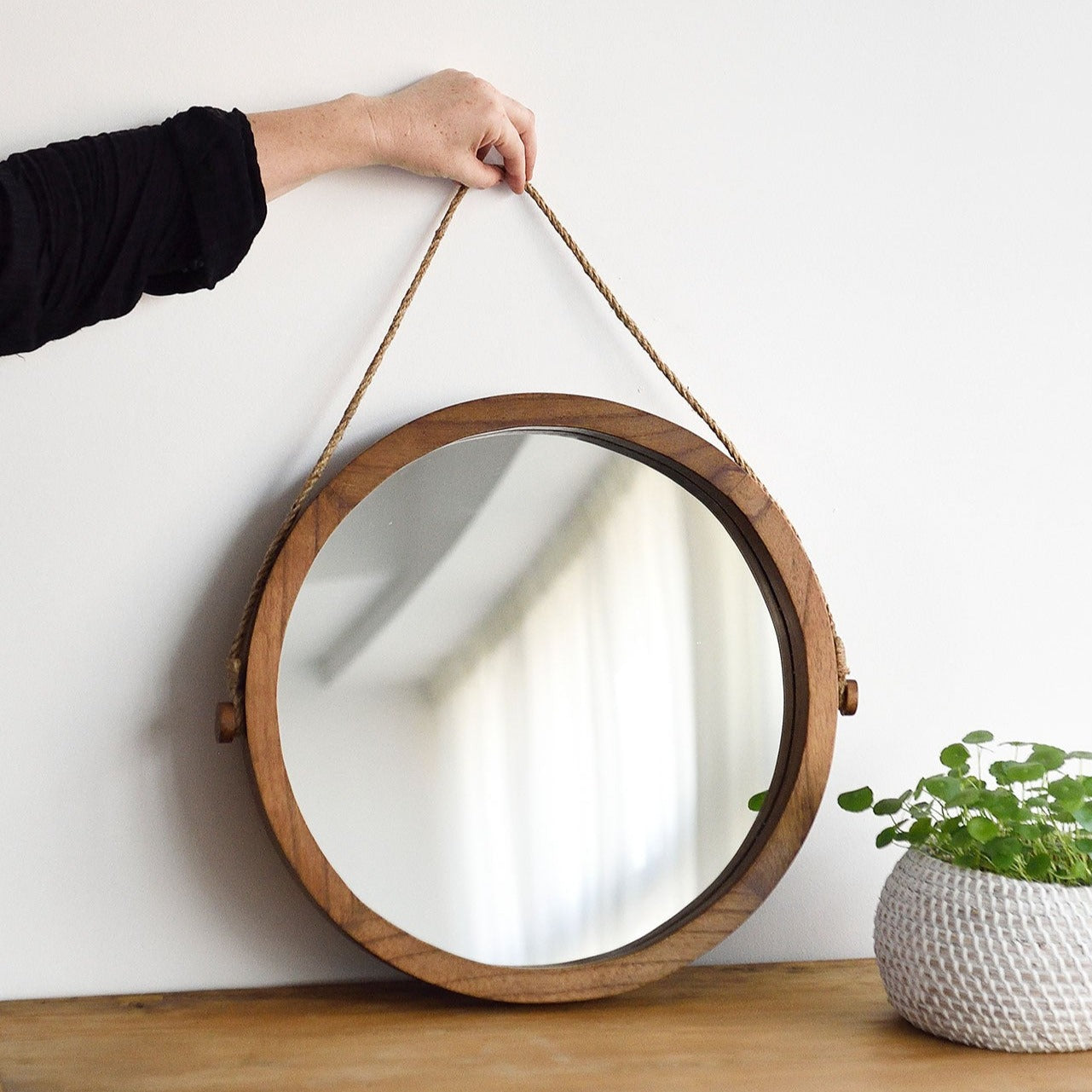 Hanging Wood Mirror