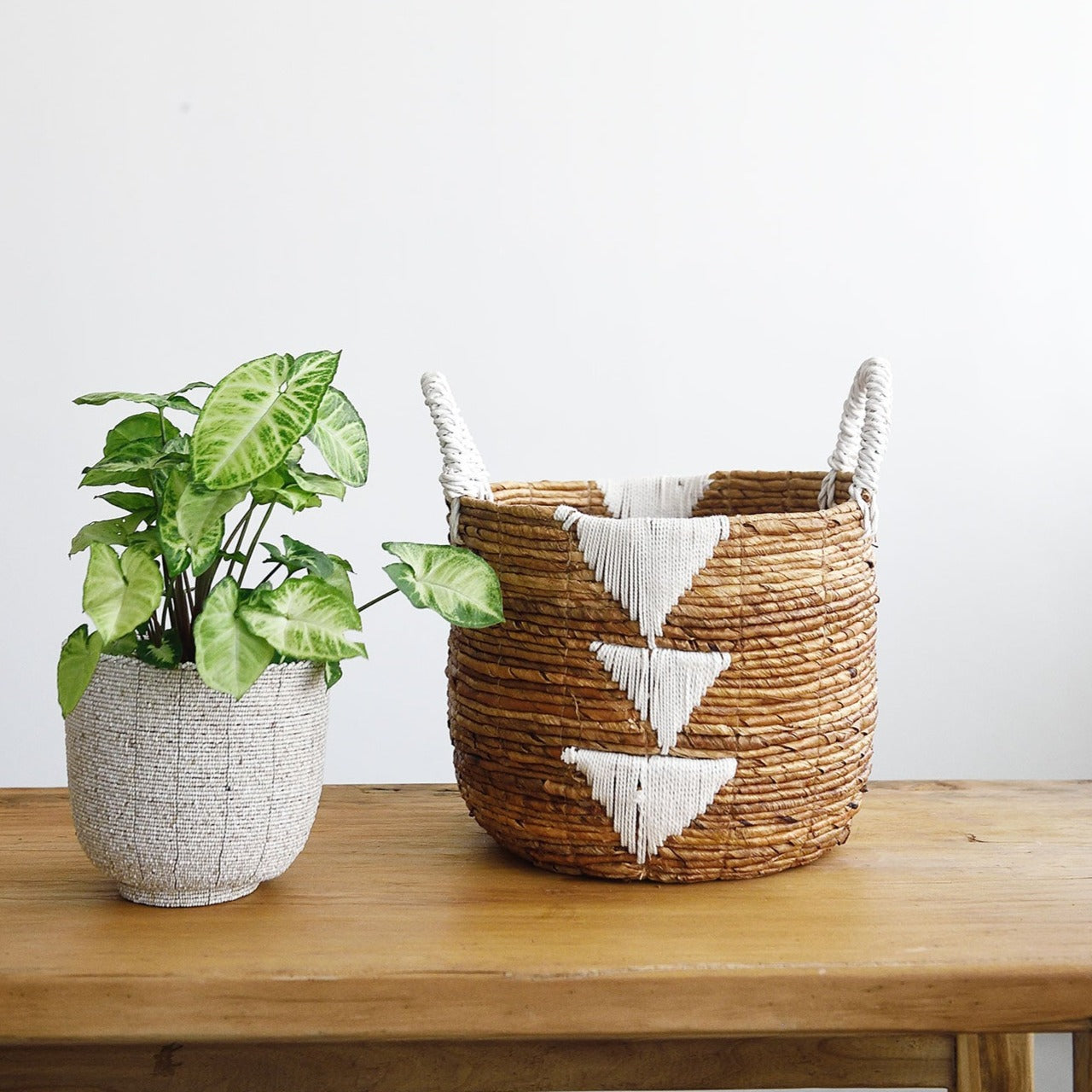 Banana Leaf Macrame Basket