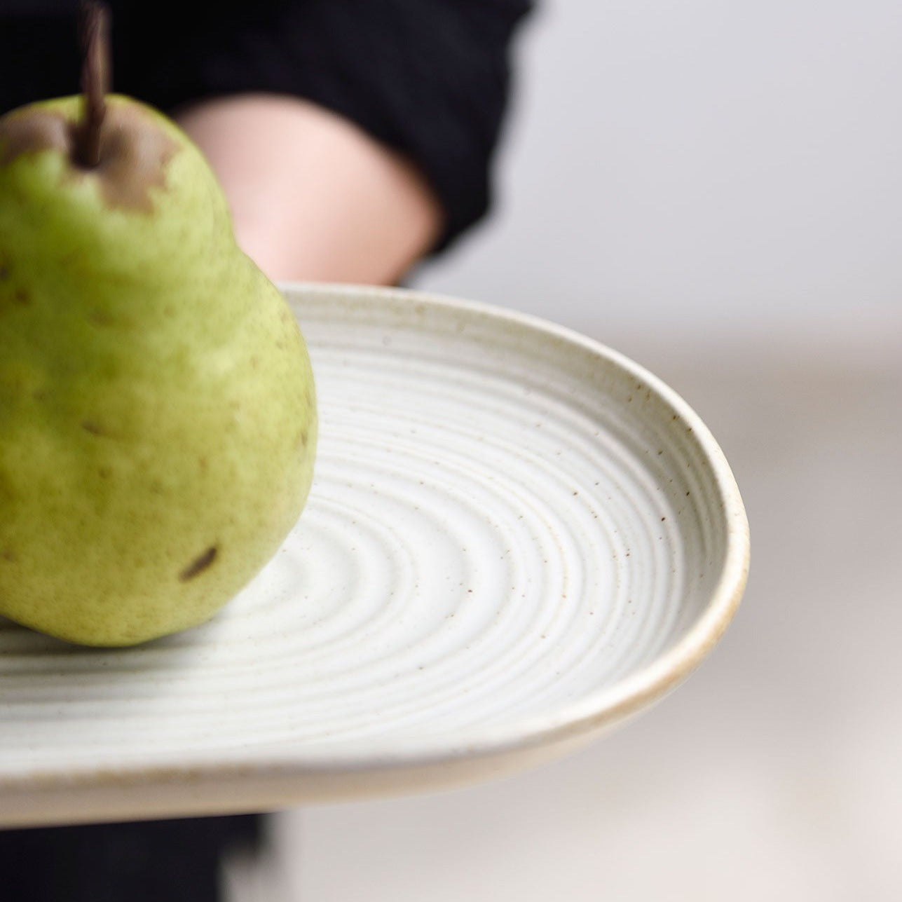 Speckled White Oval Serving Plate