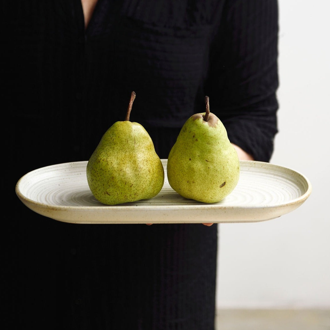 Speckled White Oval Serving Plate