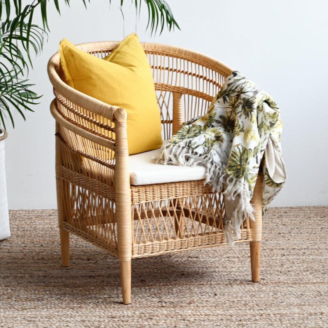 Mustard Freya Linen Cushion - 55cm x 55cm