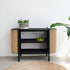 molly exotic wood and rattan shelf