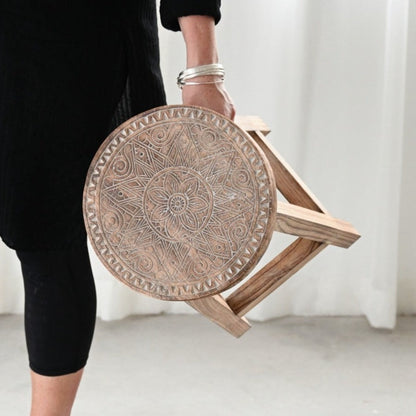 Natural Hand Carved Stool