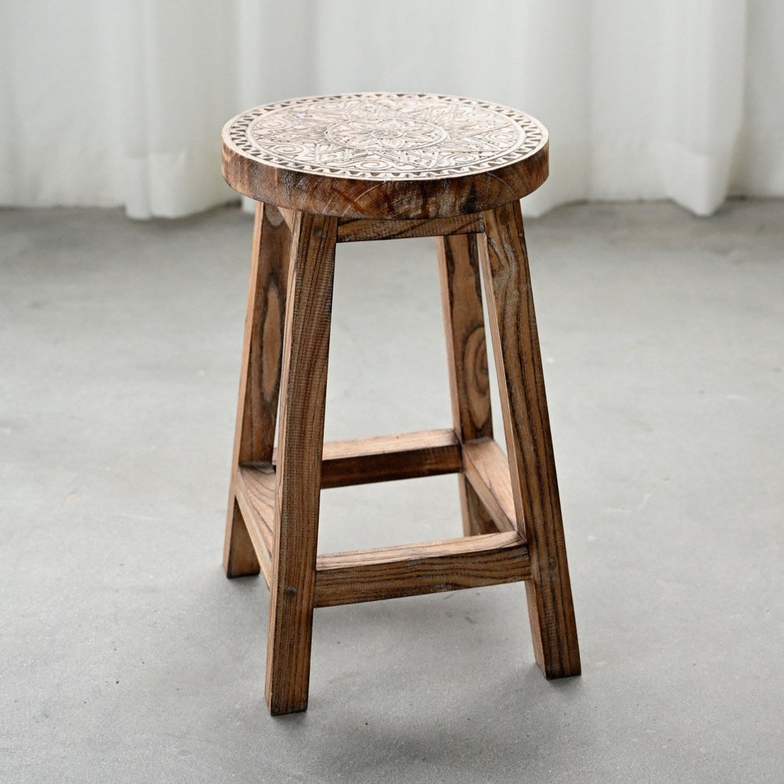 Natural Hand Carved Stool