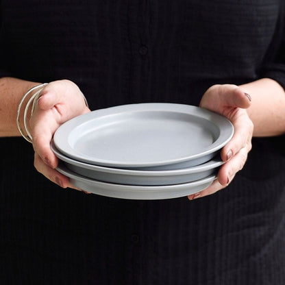Pastel Blue Narrow Rim Plate 8&quot;