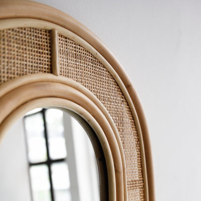 Rattan Arched Mirror - Natural - Decor