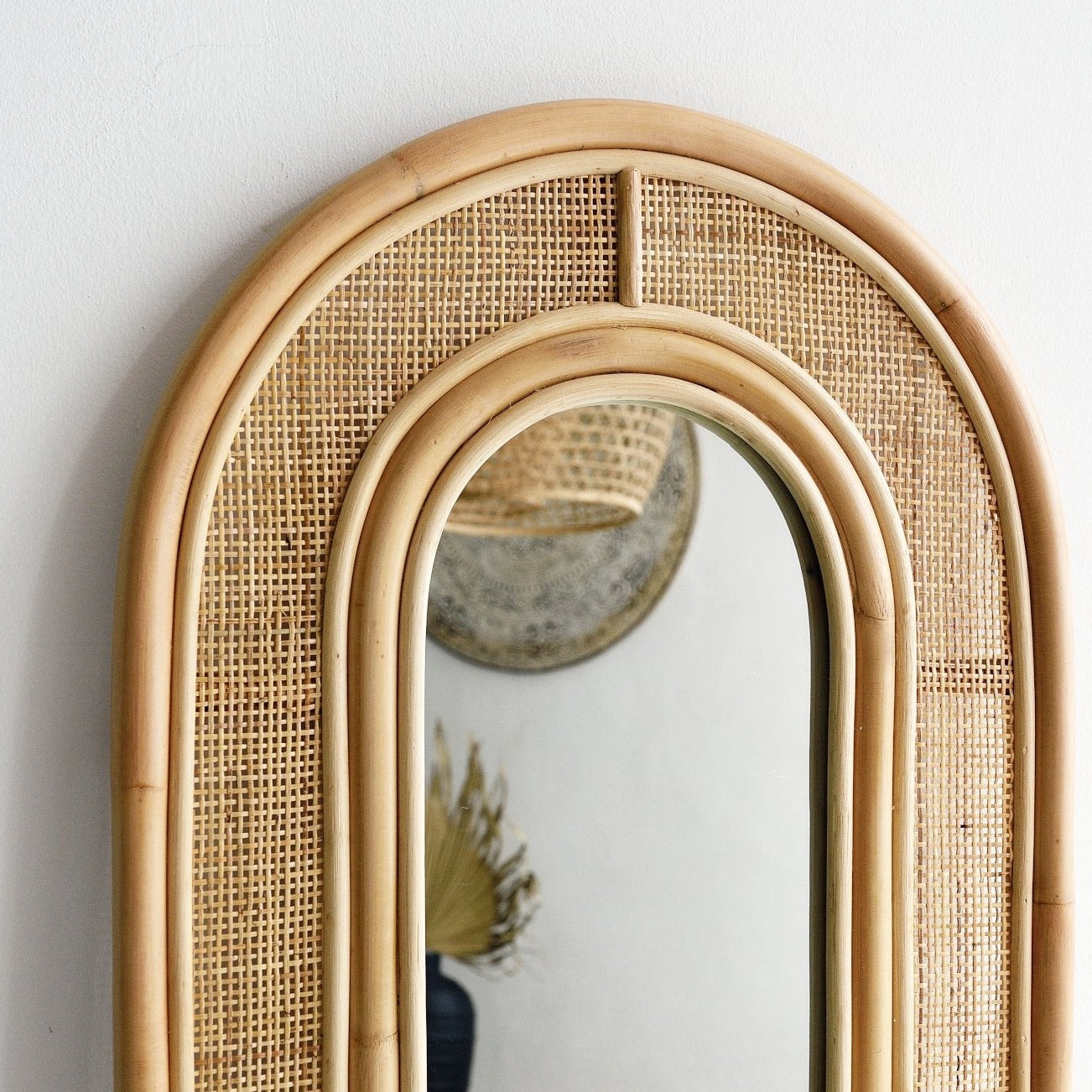 Rattan Arched Mirror - Natural - Decor