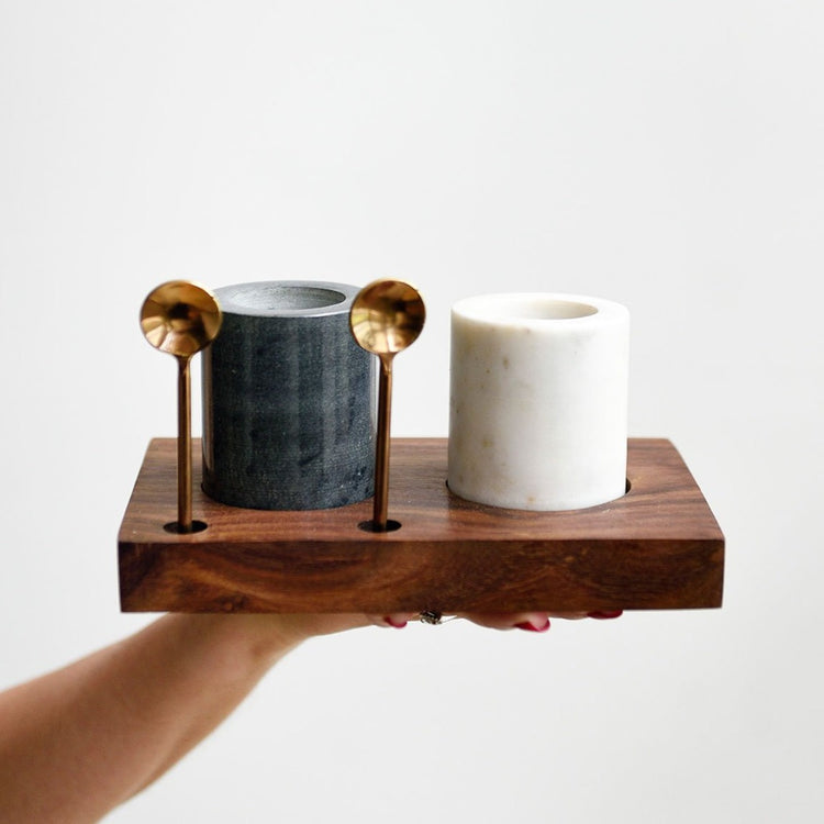 Marble Salt and Pepper Cellar Set Island Living