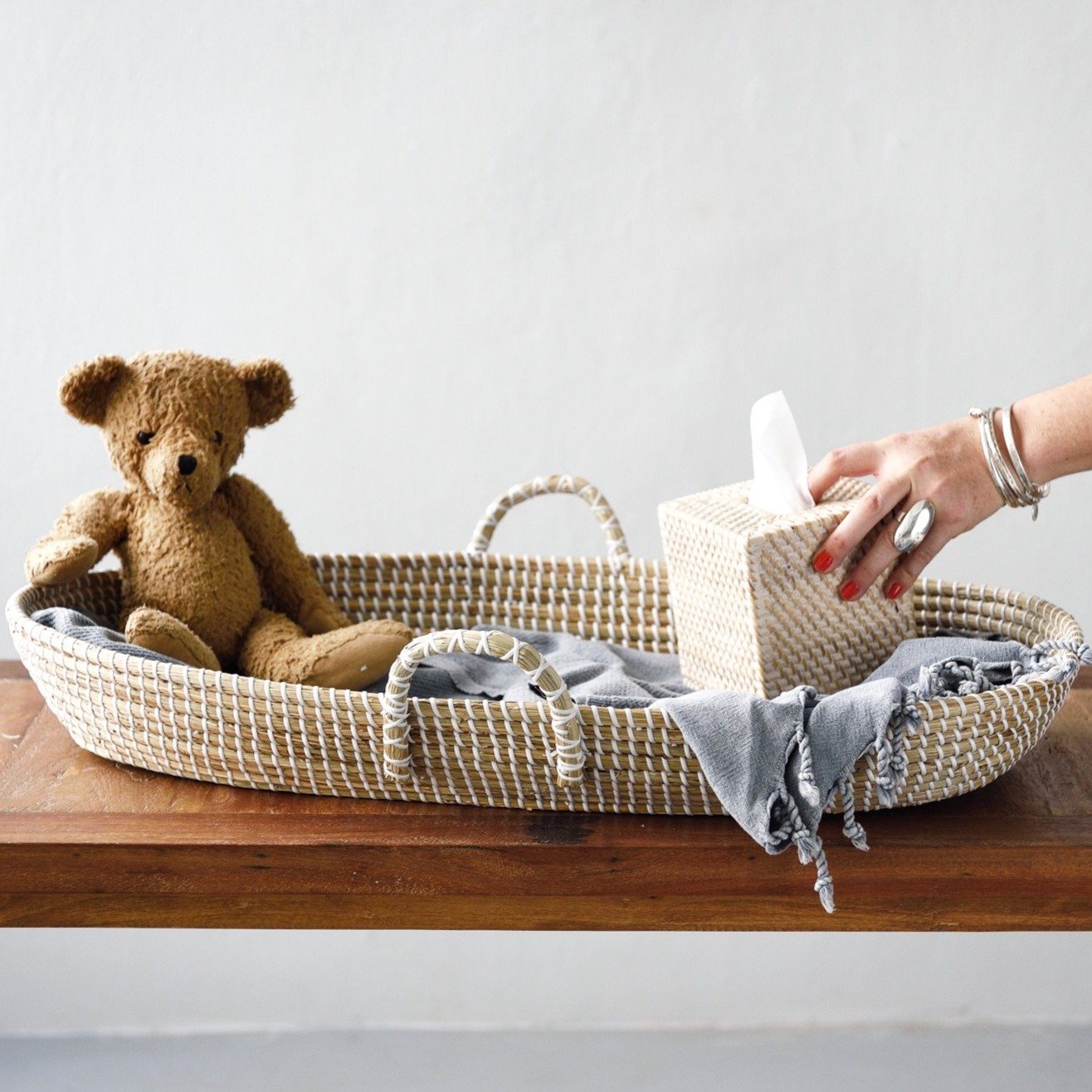 Seagrass Baby Changing Basket