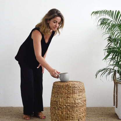 Round Water Hyacinth Stool