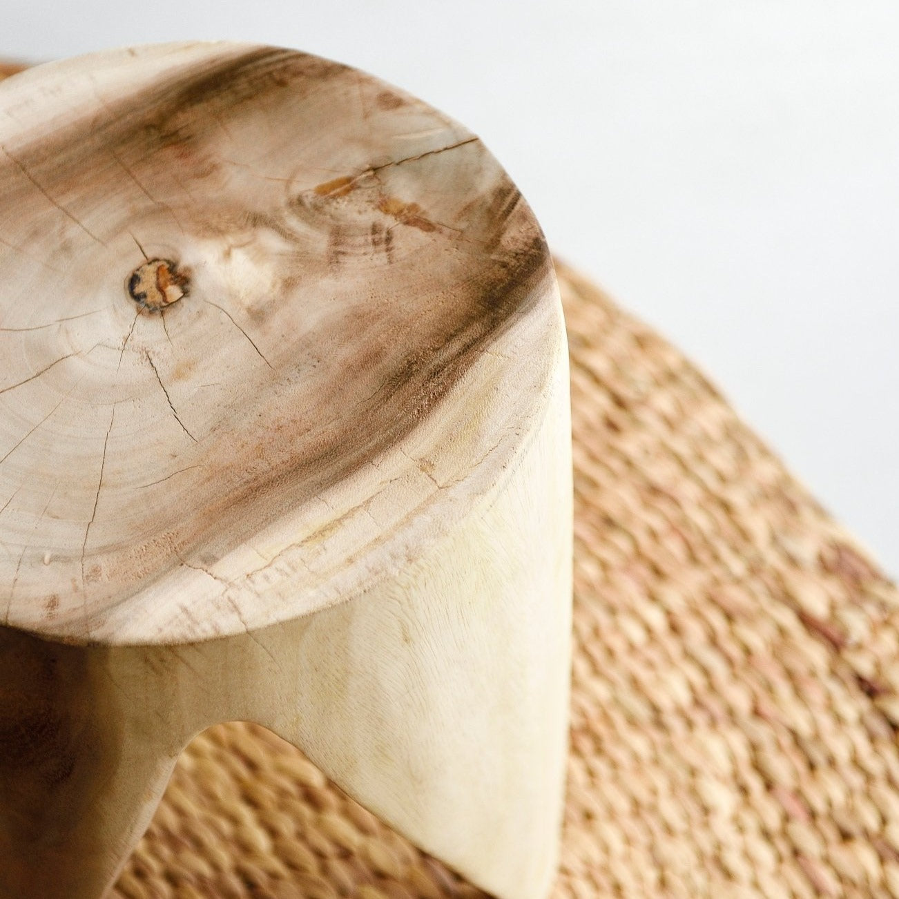 Suar Wood Stool - Natural - Furniture