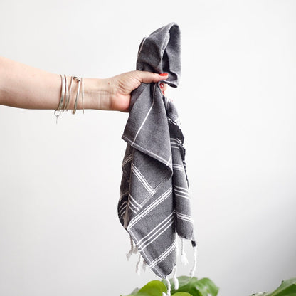 Tara’s World Turkish Hand Towels - Black - Bath and body