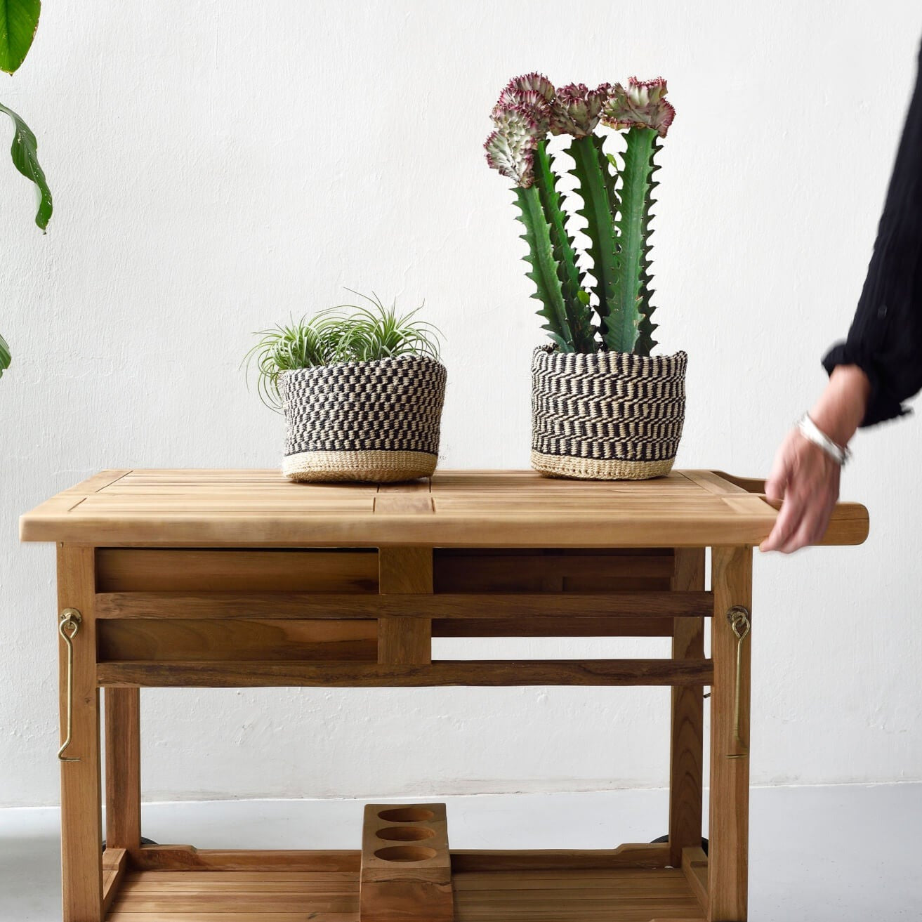 Outdoor BBQ Teak Trolley