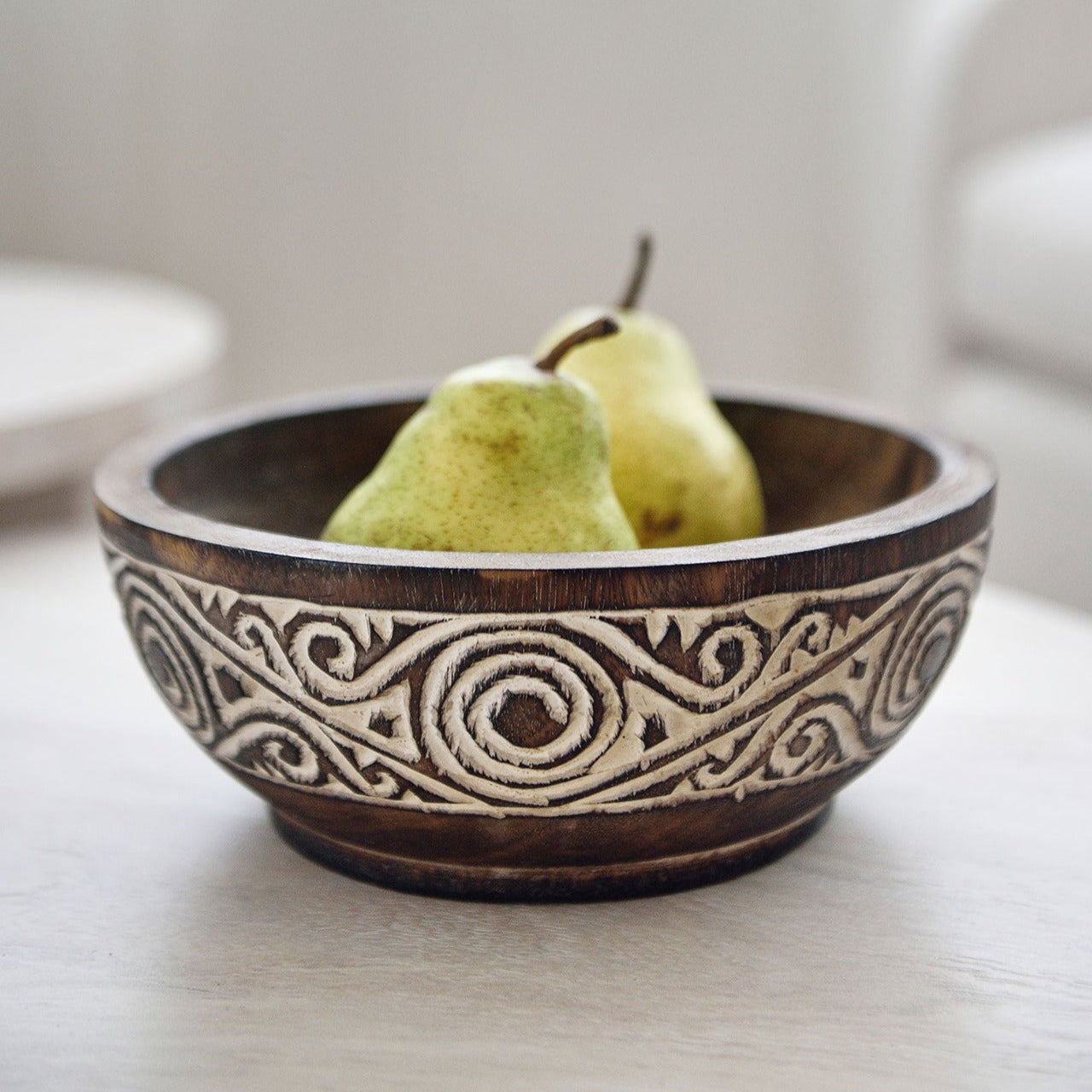 Hand Carved Tribal Display Bowl - 25 cm