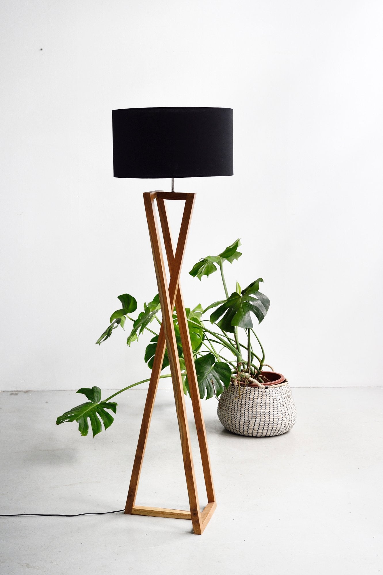 Tripod Standing Lamp - Black Shade - Lighting