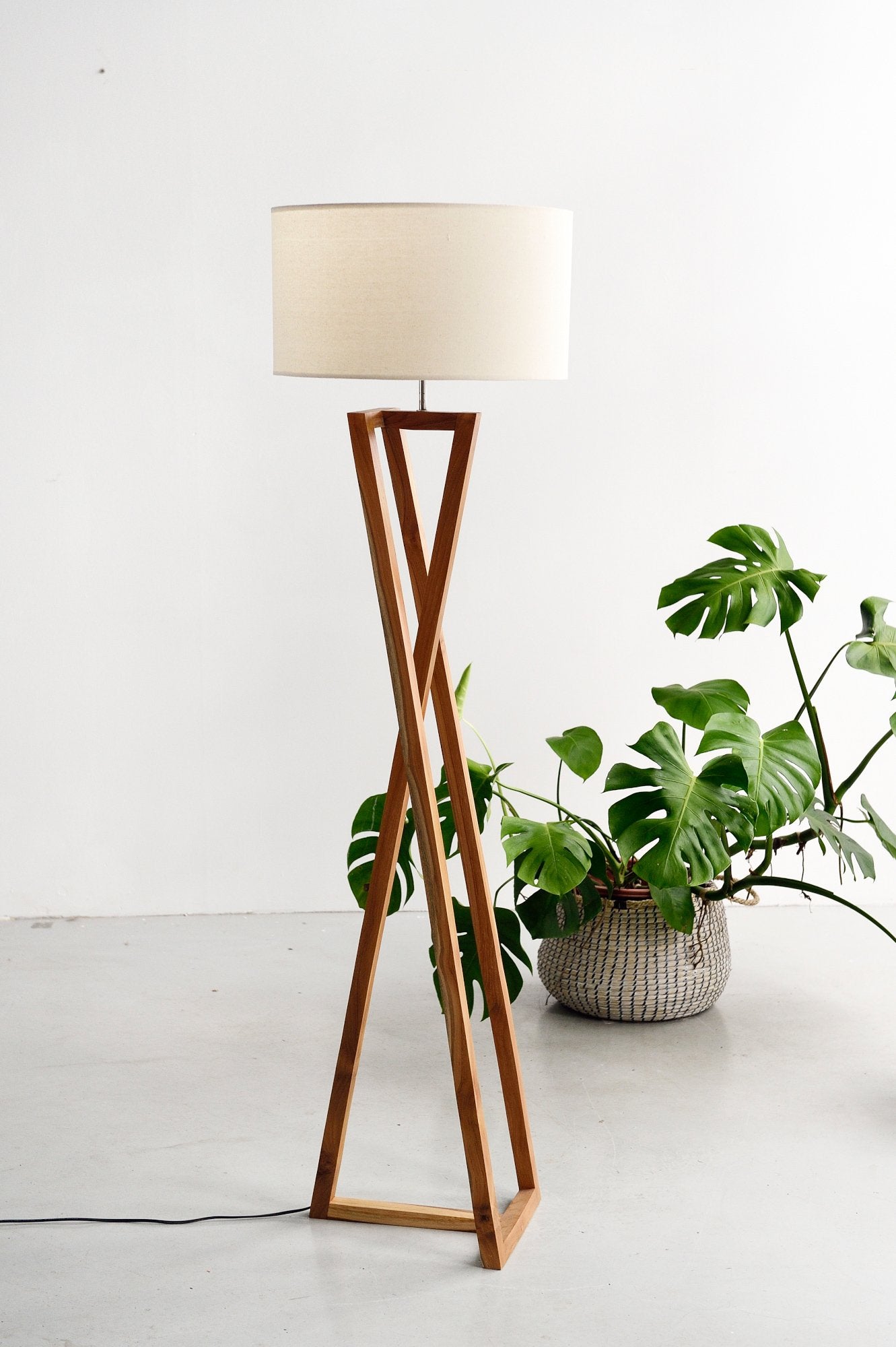 Tripod Standing Lamp - Cream Shade - Lighting