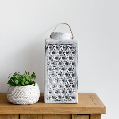 Rectangle White Terracotta Lantern