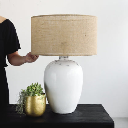 Stone Table Lamp - Antique White
